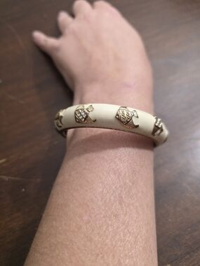 Talbots Ivory and Gold Angel Fish Accent Bangle Bracelet